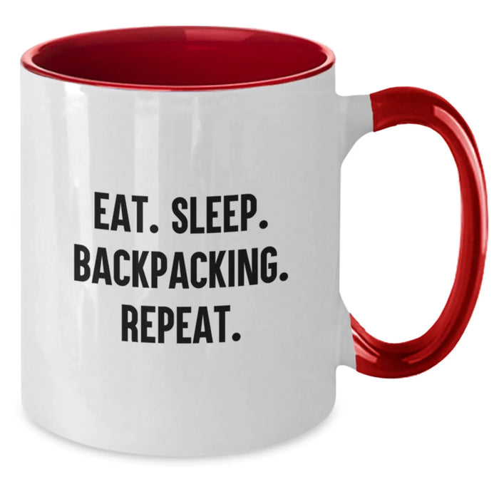 Funny Backpacking Gifts for Men and Women from Friends, Unique Valentine's Coffee Mugs with Eat. Sleep. Backpacking. Repeat. Quote - Additional