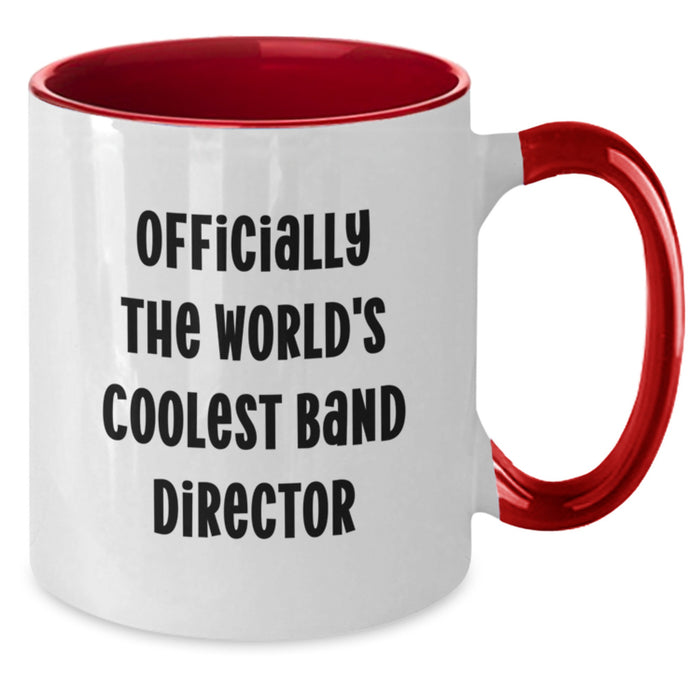 Funny Band Director Gifts for Him, Gifts from Son, Officially The World's Coolest Band Director Two Tone Coffee Mug, Perfect Unique Father's Day Unique Gift, Ceramic Mug for Coffee or Tea - Additional