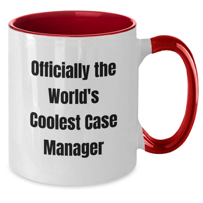 Funny Case Manager Gifts from Family - 'Officially The World's Coolest Case Manager' Two Tone Coffee Mug for Case Manager Mom on Mother's Day Unique Gifts - Additional