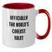 Funny Valet Gifts from Friends for Valet - Two Tone Coffee Mug - Officially The Worlds Coolest Valet - Additional