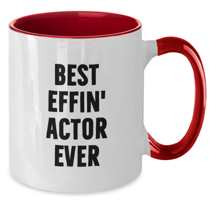 Funny Actor Gifts from Dad for Best Effin' Actor Ever Two Tone Coffee Mug, Unique Father's Day Unique Gifts for Men, Actor Enthusiasts and Coffee Lovers - Additional