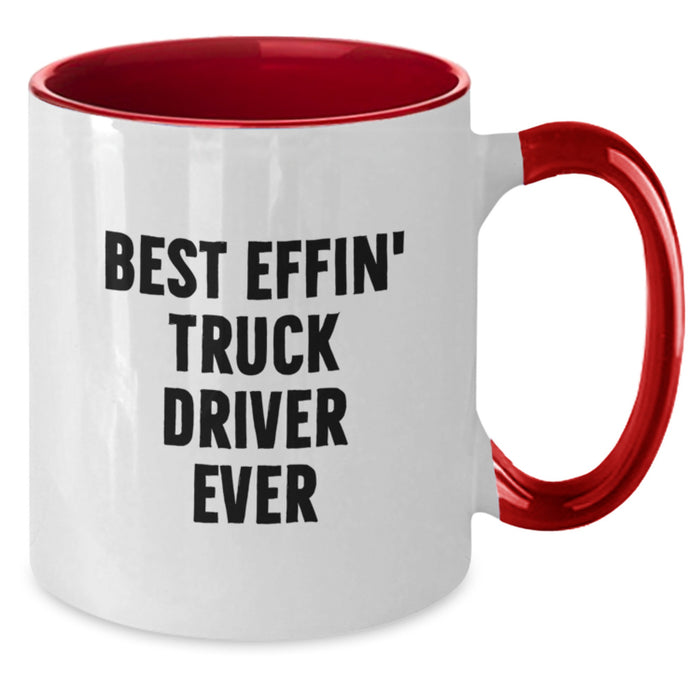 Funny Truck Driver Gifts, Best Effin' Truck Driver Ever Two Tone Coffee Mug, Unique Dad Gifts from Men to Truck Driver on Father's Day - Additional