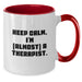 Funny Therapist Gifts from Friends Two Tone Coffee Mugs Keep Calm I'm almost A Therapist, Unique Graduation Unique Gifts for Therapist Men Women, Customizable Two Tone Mugs - Additional