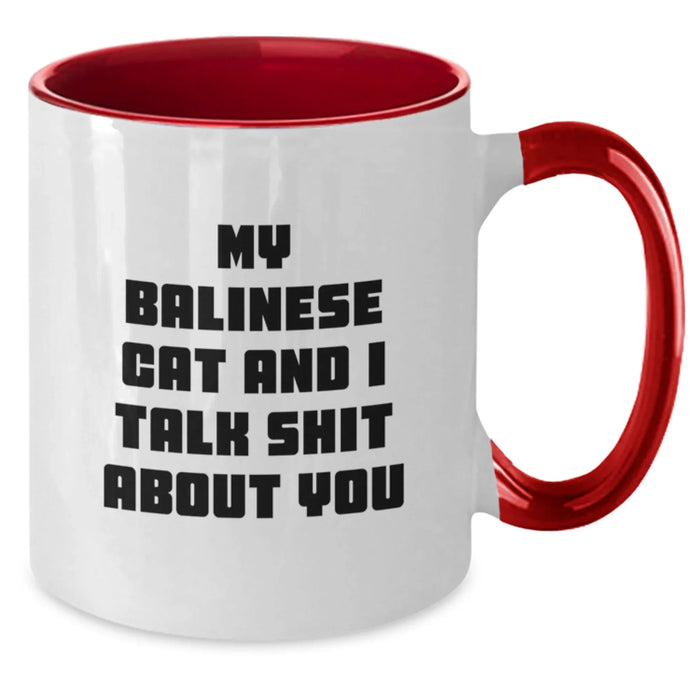 Balinese Cat Gifts, Funny Quote Coffee Mug for Graduation, Two Tone White Ceramic Mug Gifts from Friends for Balinese Cat Lovers - Additional