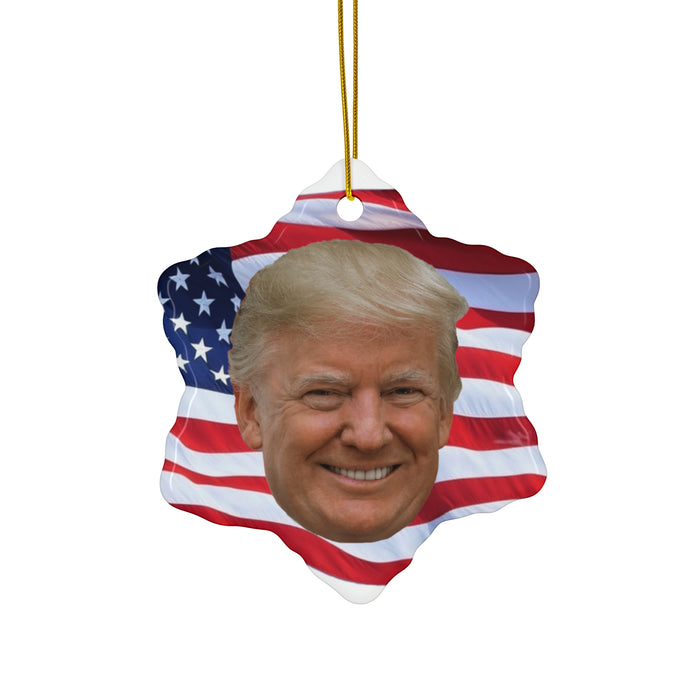 Donald Trump Ornament, American Flag Background, Trump 2024 Win, Republican Conservative Gift, Whitehouse Decor, Trump Supporters, Official