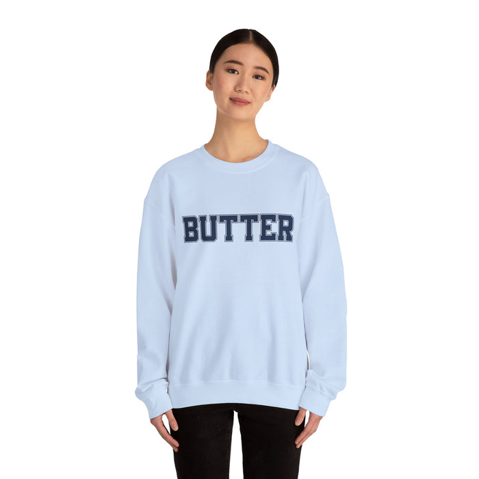 Butter Sweatshirt, College Font, Unisex Crewneck Jumper, Cozy Pullover, Winter Apparel, Comfortable Top, Butter Sweater, College Shirt