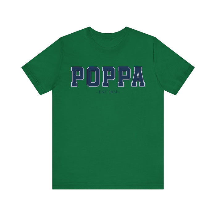 Poppa Established 2024 Tee Shirt - Personalized Grandfather Gift - Celebratory Grandpa T-Shirt - Custom Poppa New Grandfather Present