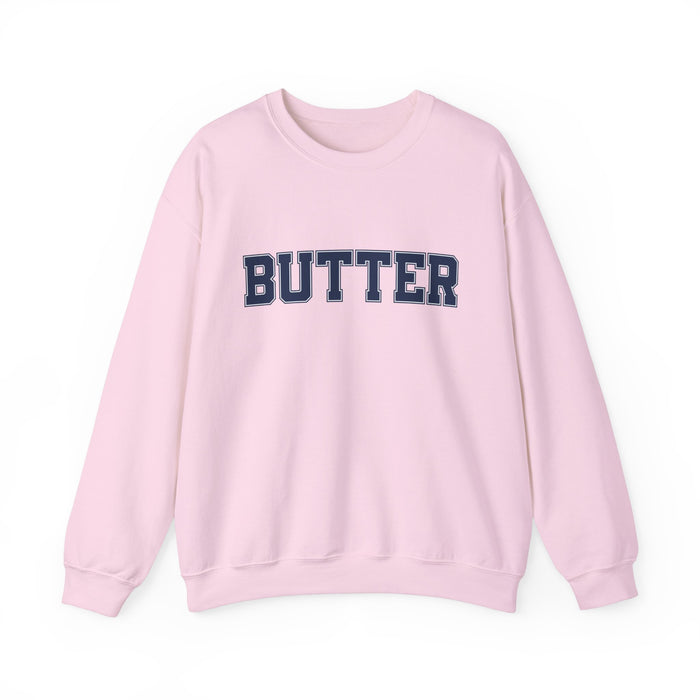 Butter Sweatshirt, College Font, Unisex Crewneck Jumper, Cozy Pullover, Winter Apparel, Comfortable Top, Butter Sweater, College Shirt