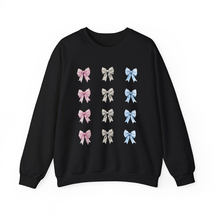 Coquette Bows Sweatshirt for Women & Girls, Cute Ribbon Crewneck Jumper, Pink White Blue Bow Design Top, Adorable Girly Sweatshirt, Casual