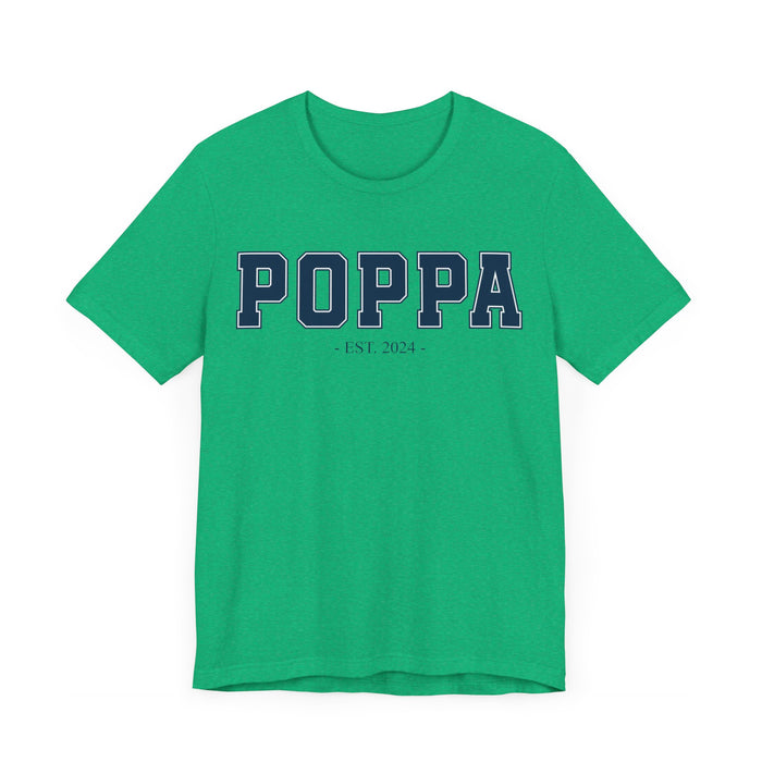 Poppa Established 2024 Tee Shirt - Personalized Grandfather Gift - Celebratory Grandpa T-Shirt - Custom Poppa New Grandfather Present