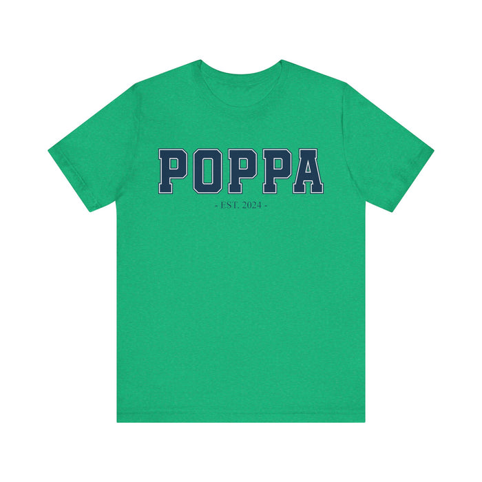 Poppa Established 2024 Tee Shirt - Personalized Grandfather Gift - Celebratory Grandpa T-Shirt - Custom Poppa New Grandfather Present