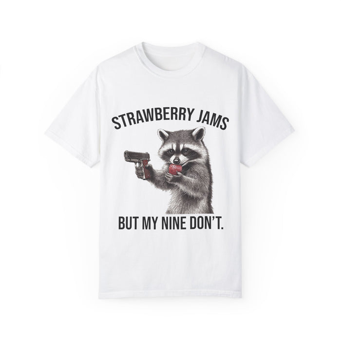 Raccoon Shirt, Strawberry Jams But My Nine Don't, Funny Raccoon Shirt, Funny Meme T-Shirt, Comfort Colors®