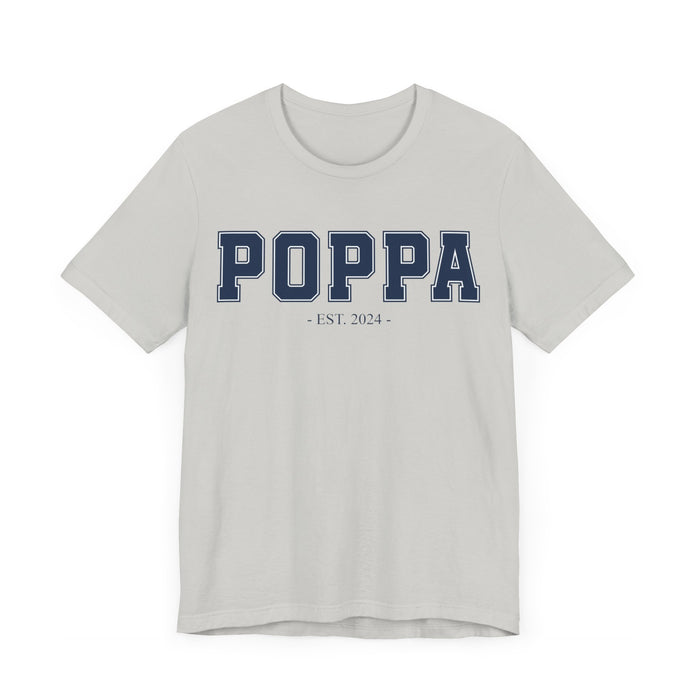 Poppa Established 2024 Tee Shirt - Personalized Grandfather Gift - Celebratory Grandpa T-Shirt - Custom Poppa New Grandfather Present