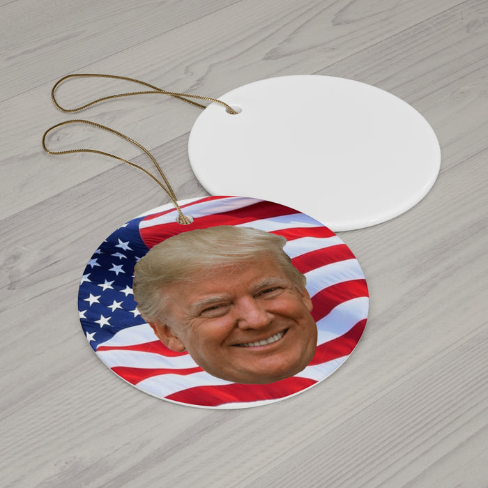 Donald Trump Ornament, American Flag Background, Trump 2024 Win, Republican Conservative Gift, Whitehouse Decor, Trump Supporters, Official