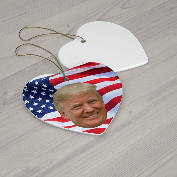 Donald Trump Ornament, American Flag Background, Trump 2024 Win, Republican Conservative Gift, Whitehouse Decor, Trump Supporters, Official