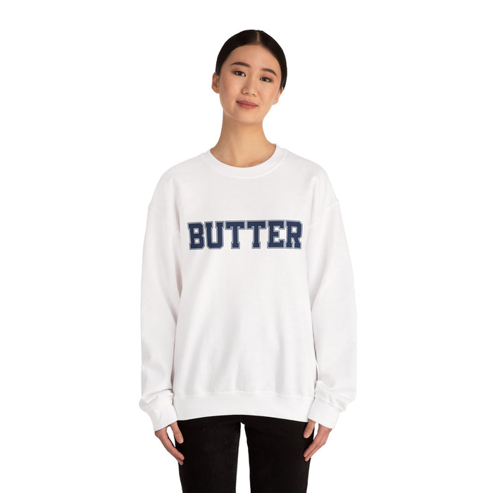 Butter Sweatshirt, College Font, Unisex Crewneck Jumper, Cozy Pullover, Winter Apparel, Comfortable Top, Butter Sweater, College Shirt
