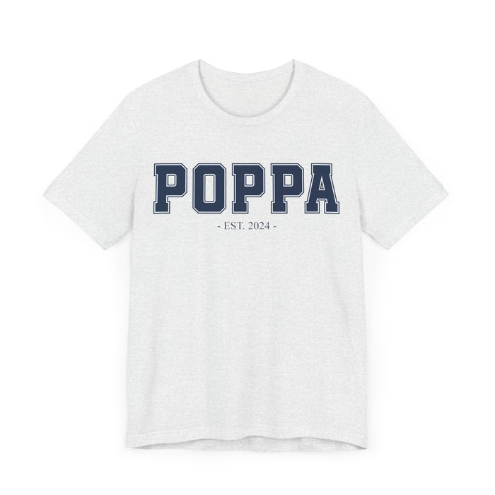 Poppa Established 2024 Tee Shirt - Personalized Grandfather Gift - Celebratory Grandpa T-Shirt - Custom Poppa New Grandfather Present