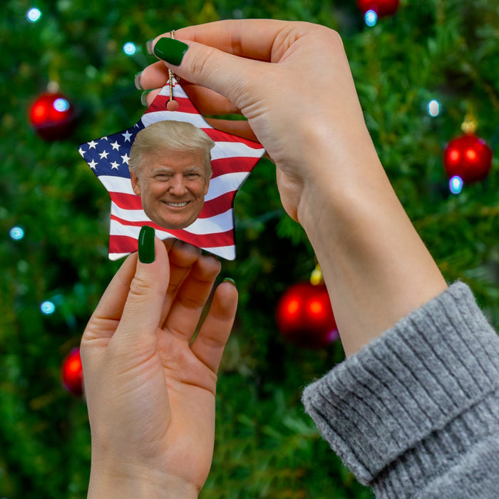 Donald Trump Ornament, American Flag Background, Trump 2024 Win, Republican Conservative Gift, Whitehouse Decor, Trump Supporters, Official