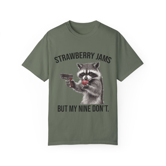 Raccoon Shirt, Strawberry Jams But My Nine Don't, Funny Raccoon Shirt, Funny Meme T-Shirt, Comfort Colors®