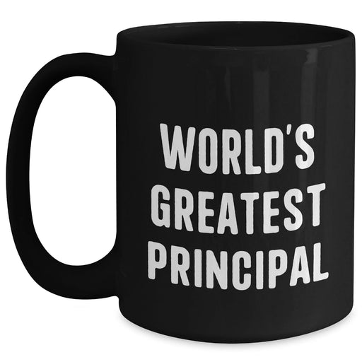 Funny World's Greatest Principal Black Coffee Mug, Gifts from Men, Perfect for Father's Day, Black 11oz or 15oz Ceramic Mug - Main