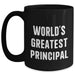 Funny World's Greatest Principal Black Coffee Mug, Gifts from Men, Perfect for Father's Day, Black 11oz or 15oz Ceramic Mug - Main