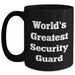 Funny World's Greatest Security Guard Black Coffee Mug, Gifts from Friends to Security Guard on Father's Day - Main