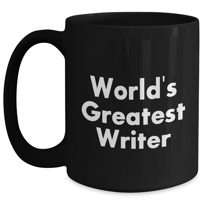 Writer Gifts, Funny Black Coffee Mug, 'World's Greatest Writer' Quote, Gifts from Mom for Dad on Father's Day - Main