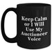Funny Auctioneer Gifts from Dad - Keep Calm Or I'll Use My Auctioneer Voice Black Coffee Mug, Father's Day Unique Gifts for Men Auctioneers - Main