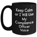 Compliance Officer Gifts - Keep Calm Or I Will Use My Compliance Officer Voice Funny Black Coffee Mug for Dad's Birthday - Main
