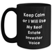 Real Estate Investor Gifts, Funny Black Coffee Mug, 'Keep Calm Or I Will Use My Real Estate Investor Voice', Gifts from Mom, Unique Mother's Day Unique Gifts for Real Estate Investor - Main