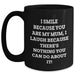 Funny Mum Gifts from Men to Mum, I Smile Because You Are My Mum, Unique Black Coffee Mug for Father's Day - Main