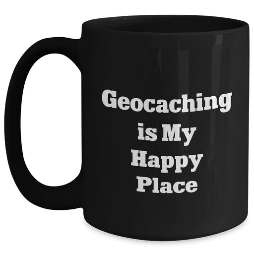 Geocaching Enthusiasts Gifts from Family to Friends, Inspirational Black Coffee Mug - Main