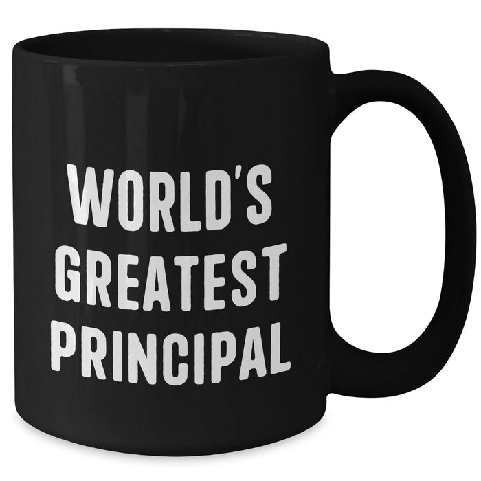 Funny World's Greatest Principal Black Coffee Mug, Gifts from Men, Perfect for Father's Day, Black 11oz or 15oz Ceramic Mug - Additional