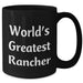 Funny Rancher Gifts from Men to World's Greatest Rancher on Father's Day, Black Coffee Mug - Additional