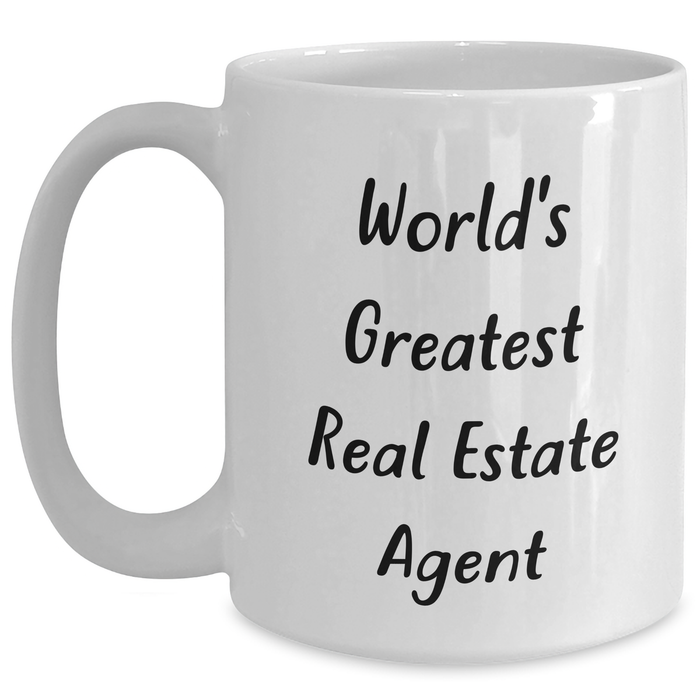 World's Greatest Real Estate Agent Funny Gifts from Men to Real Estate Agent Friends and Coworkers on Father's Day White Coffee Mug - Main