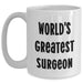 Funny Surgeon Gifts from Family for Mother's Day Unique White Coffee Mugs - 'World's Greatest Surgeon' Quote - Main