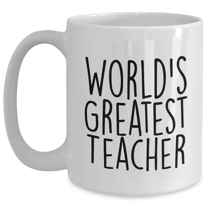 Funny World's Greatest Teacher Gifts from Mom for Teacher on Mother's Day - White Coffee Mug - Main