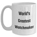 Funny Watchmaker Gifts, World's Greatest Watchmaker Quote, White Coffee Mug for Watchmaker Enthusiasts, Gifts from Friends and Family for Mother's Day - Main