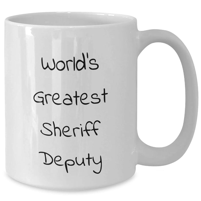 Funny Sheriff Deputy Gifts from Mom - 'World's Greatest' White Coffee Mug for Sheriff Deputy, Unique Gifts for Mother's Day - Additional