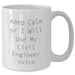 Civil Engineer Humor White Coffee Mug, Funny Gift for Dad's Day, 'Keep Calm Or I Will Use My Civil Engineer Voice', 11oz or 15oz Capacity, Ceramic, Microwave and Dishwasher Safe - Additional