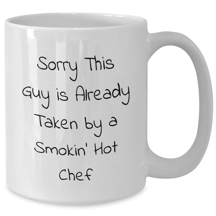 Funny Chef Gifts for Him, White Coffee Mug with 'Sorry This Guy Is Already Taken' Quote, Perfect for Father's Day from Friends and Family - Additional