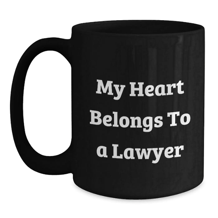 Funny Lawyer Gifts from Friends for Men Birthday Unique Unique Lawyer Mug with My Heart Belongs To A Lawyer - Main
