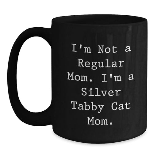 Funny Silver Tabby Cat Mom Gifts for Friends, Gifts from Family, Unique Christmas Unique Gifts for Silver Tabby Cat Lovers, Black Coffee Mug - Main