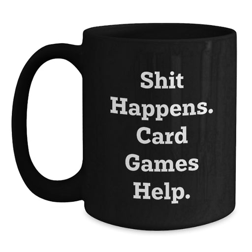Funny Card Games Gifts for Men and Women, Black Coffee Mug Christmas Unique Ideas from Friends to Coworkers or Family - Main