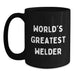Funny Welder Gifts from Friends, World's Greatest Welder Quote on Black Coffee Mug for Birthday, 11oz or 15oz, Microwave and Dishwasher Safe - Main