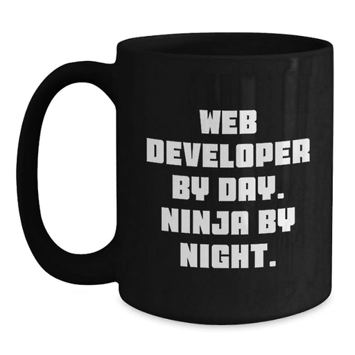 Funny Web Developer Gifts for Men - Web Developer By Day Ninja By Night Black Coffee Mug Birthday Unique Gifts for Web Developers from Friends - Main