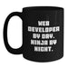 Funny Web Developer Gifts for Men - Web Developer By Day Ninja By Night Black Coffee Mug Birthday Unique Gifts for Web Developers from Friends - Main