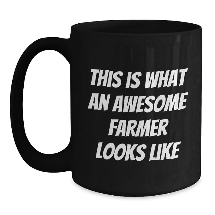 Funny Farmer Gifts - Black Coffee Mug for Awesome Farmer - Gifts from Friends to Farmer on Birthday - Main