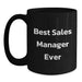 Funny Sales Manager Gifts from Friends for Valentine's Unique Black Coffee Mug - 'Best Sales Manager Ever' - Main