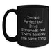 Funny Rescue Worker Birthday Unique Gifts from Friends - Rescue Worker Black Coffee Mug - I'm Not Perfect But I'm A Rescue Worker And That's Basically The Same Thing - Main